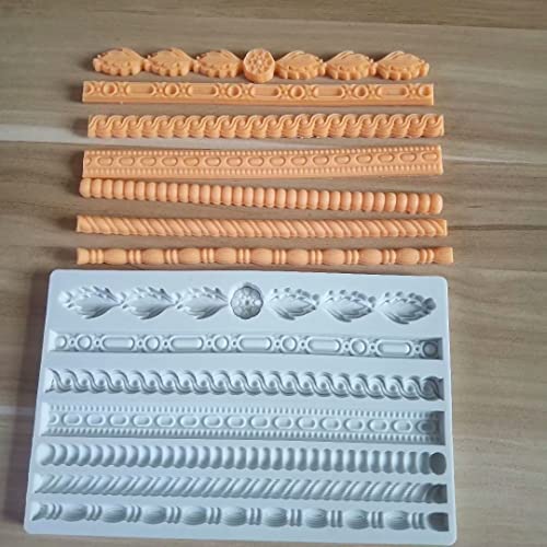 Image of Craftial Curve Abk Rope Relief Shape Retro European Style Silicone Mold Lace Diy Sugarcraft Cake Border Baking Tools Fondant Chocolate Clay Moulds - 11 Cm
