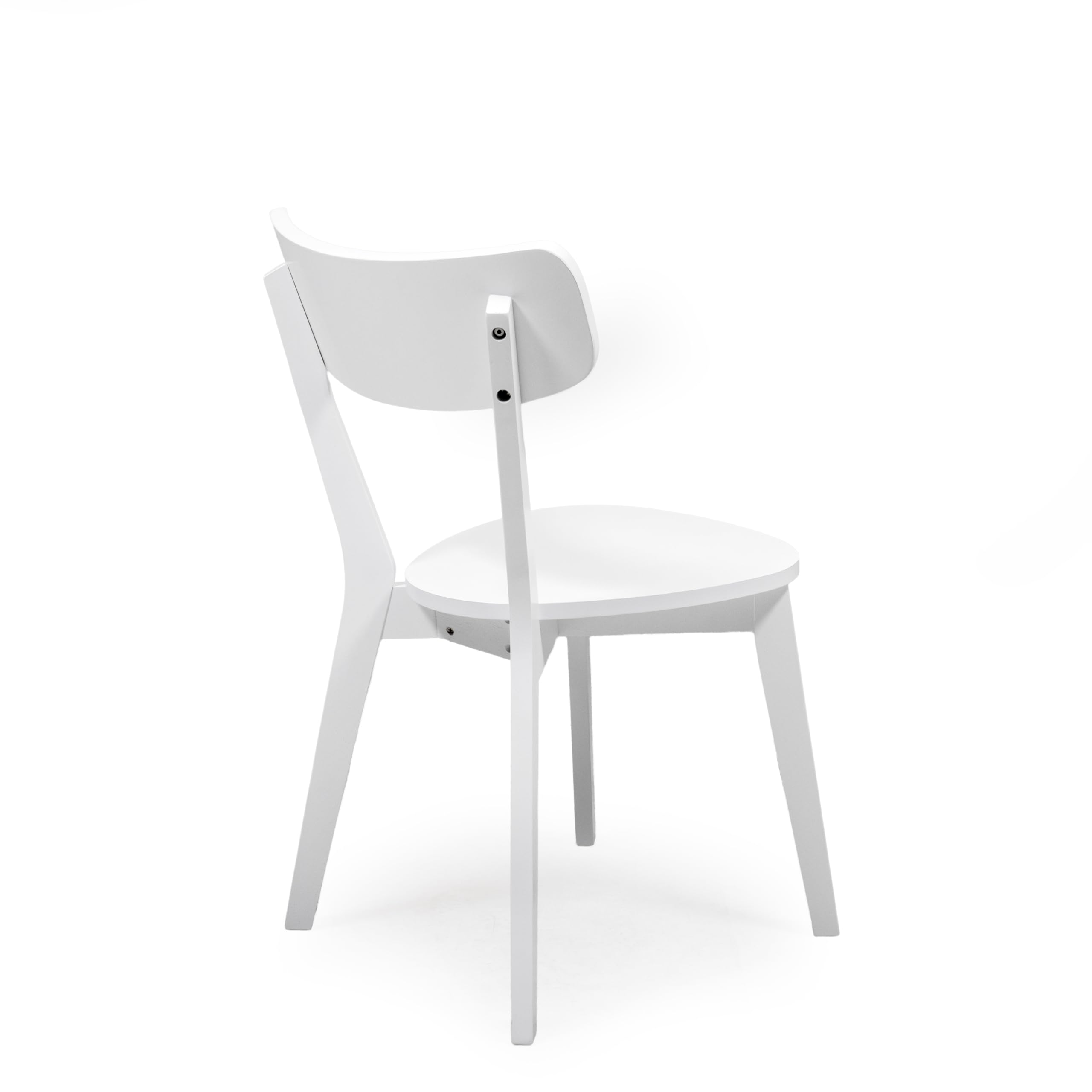 Homely® | Pack 2 sillas Comedor Cody | Auténtico Estilo Escandinavo y Minimalista, para tu Comedor o Cocina | Respaldo Ergonómico Curvado, Tablero Lacado y Madera Maciza Rubberwood | Lacado Blanco