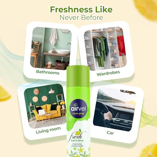 Image of Airvel Room freshener Spray Pack of 2 - with Mesmerizing Fragrance for your Refreshing Atmosphere|Helps to remove bad Odour|(Majestic RoseFresh Lemon,125g Each)