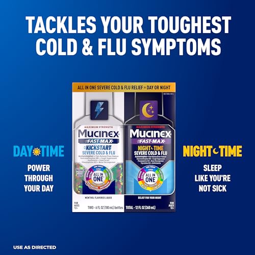 Mucinex Fast-Max Kickstart Severe Cold and Flu Medicine for Adults, Liquid Cold Medicine & Cough Medicine for Adults, Generic Expectorant Guaifenesin & Cough Suppressant Dextromethorphan, 2x6 fl oz - image 2