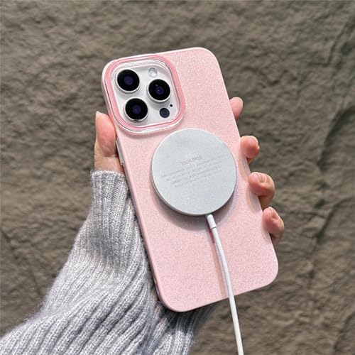 Coque magnétique pour iPhone 14 Pro antichoc finition paillettes or luxe - 5