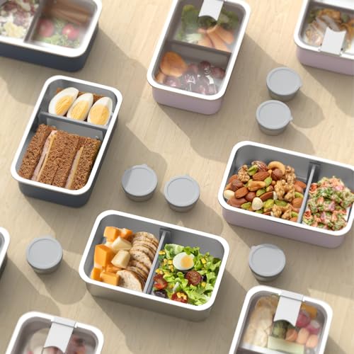 Image of Bakpoco Stainless Steel Bento Lunch Box, 42oz Leak-Proof Metal Lunch Box Containers, Microwave-Safe, with Adjustable Divider, Convenient Lunchbox for Work, Travel