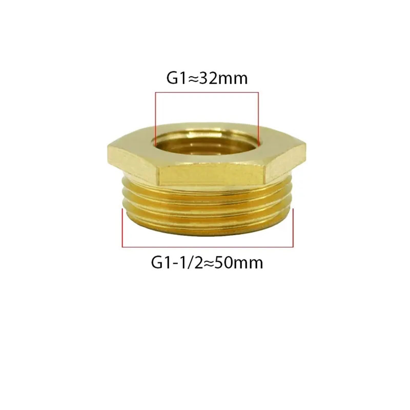 Boccola Di Riduzione In Ottone 5PCS 1/8 "1/4" 3/8 "1/2" 1 "2" Diametro interno esterno Filettatura maschio a femmina Connettori for tubi in ottone Accoppiatore Adattatore Raccordo comune(G2 to G1.5)