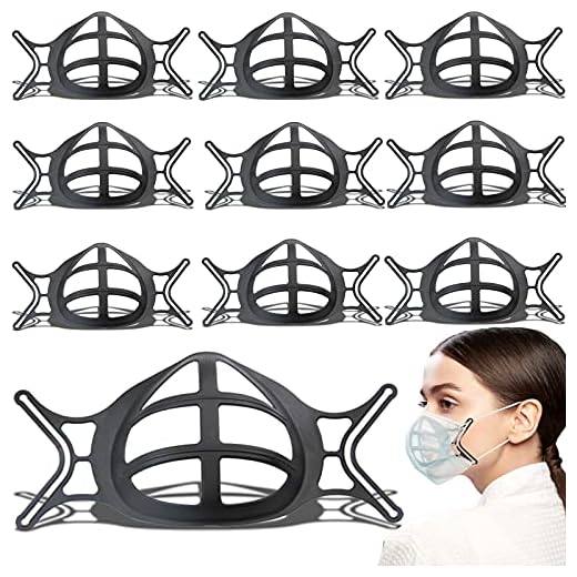 Face Mask Bracket Black 3D Inner Support Frame with Ear Loops for Glasses Wearers Comfortable, Keep Adults Glasses from Fogging and Allows Women to Wear Lipstick without Smearing