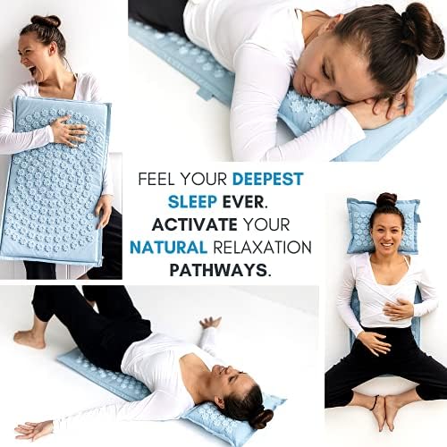 Acupressure Mat and Pillow Set  Made for Back Pain Relief and Neck Pain Relief. Eco Friendly, Premium Accupressure Body Mat and Pillow. Help Stress Relief, Relaxation, Muscle Tension & Deep Sleep.