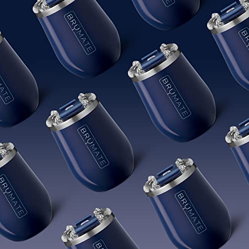 Brümate Uncork'd Xl Müv - 100% Leak-Proof 14Oz Insulated Wine Tumbler With Lid - Vacuum Insulated Stainless Steel Wine Glass - Perfect For Travel & Outdoors (Navy Blue) #TOP2