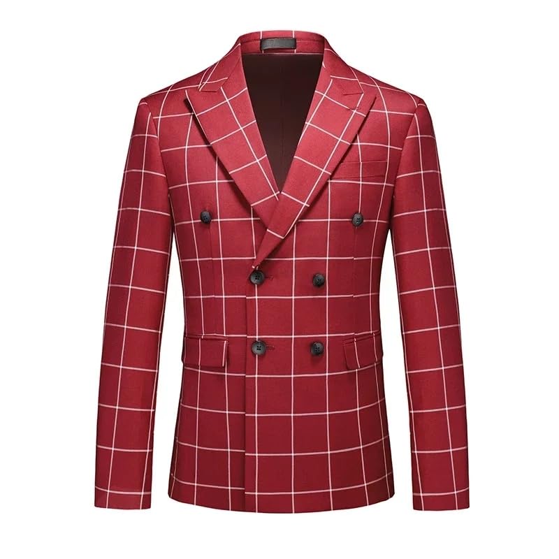 Men's Blazer Double Breasted Slim Fit Dress Jacket Wedding Party Blazer Male Coat3