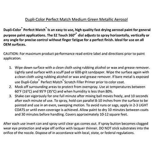Image of Dupli-Color Perfect Match Premium Automotive Paint, Medium Green (M), 8 oz