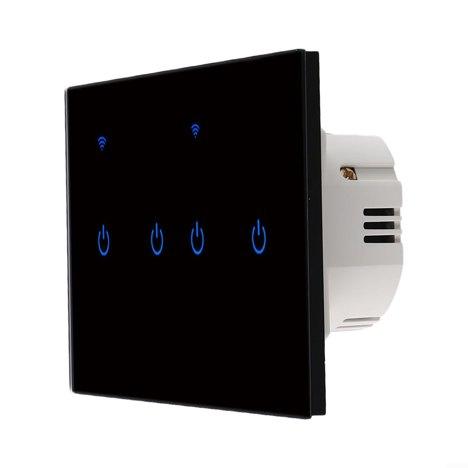 Interruttore touch WLAN 220 V vetro per controllo app tuya WiFi Touch (4 marce, nero)