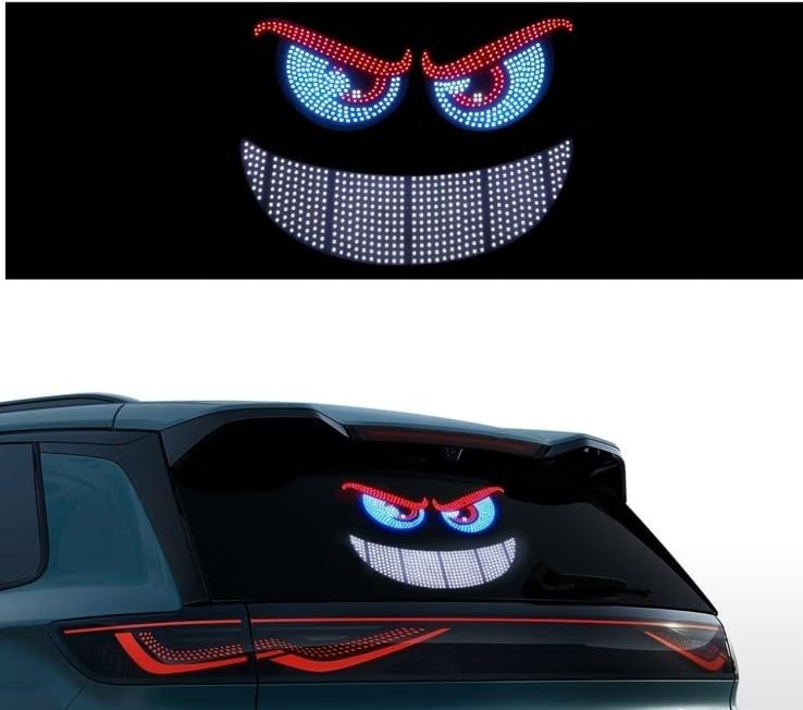 Image of AutoBizarre Devil Eyes LED Lights for Car Windshield Led Panel with USB for Car Rear Window Universal for All Cars, Vans, Trucks, etc (Red Red Blue)