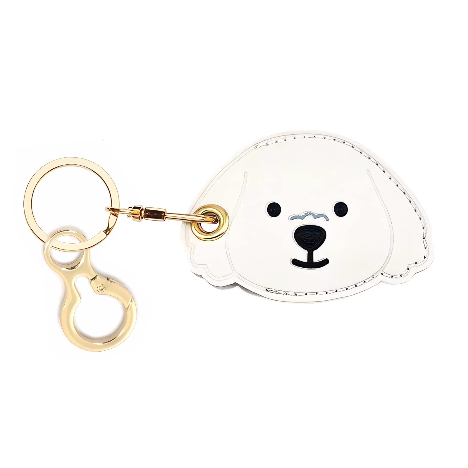 BORKUANA Leather Keychain Holder Case Compatible with Apple AirTag, Cute Protective Air Tag Cover With Keychain Ring, Anti-Scratch Finder GPS Tracker Case for Wallet Keys(Dogs)