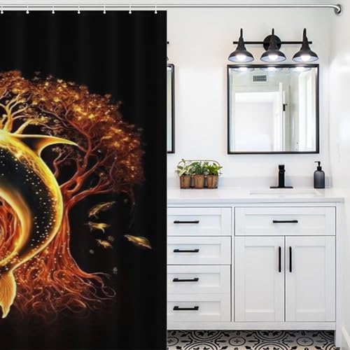 Rideau de douche dauphin imperméable en polyester lavable 183x183 cm