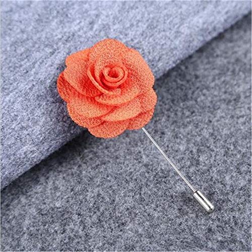 TWGDH 17 Color de la Boda de Seda Boutonniere del Novio del Padrino de la Broche de Ojales Mejor Hombre Pin Mano Flores Accesorios Prom (Color : Orange)