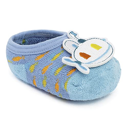 Pimpolho Meia8634, Meia Cano Curto Aplique 16 20 Masculino Bebê Meninos, Azul/Azul, 9-12 Meses