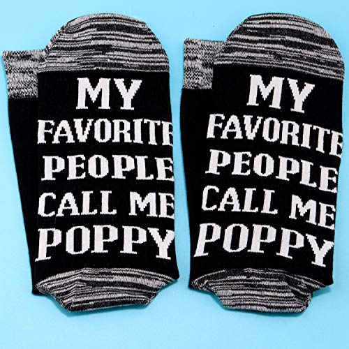 JXGZSO 2 Pairs Father's Day gift Poppy Gift My Favorite People Call Me Poppy Socks Gift Papa Gift Grandpa Gift3