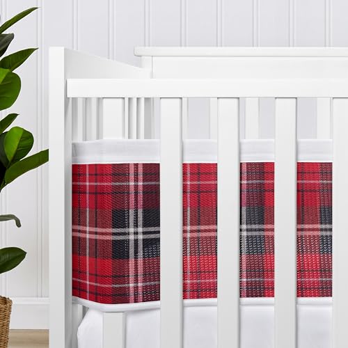 Image of Sweet Jojo Designs + BreathableBaby 2-Piece Breathable Mesh Crib Liner Set (Red Plaid) for Boys, Baby, Infants /Newborn Nursery (Classic, Traditional, Pattern for the Woodland, Rustic Patch Collection)
