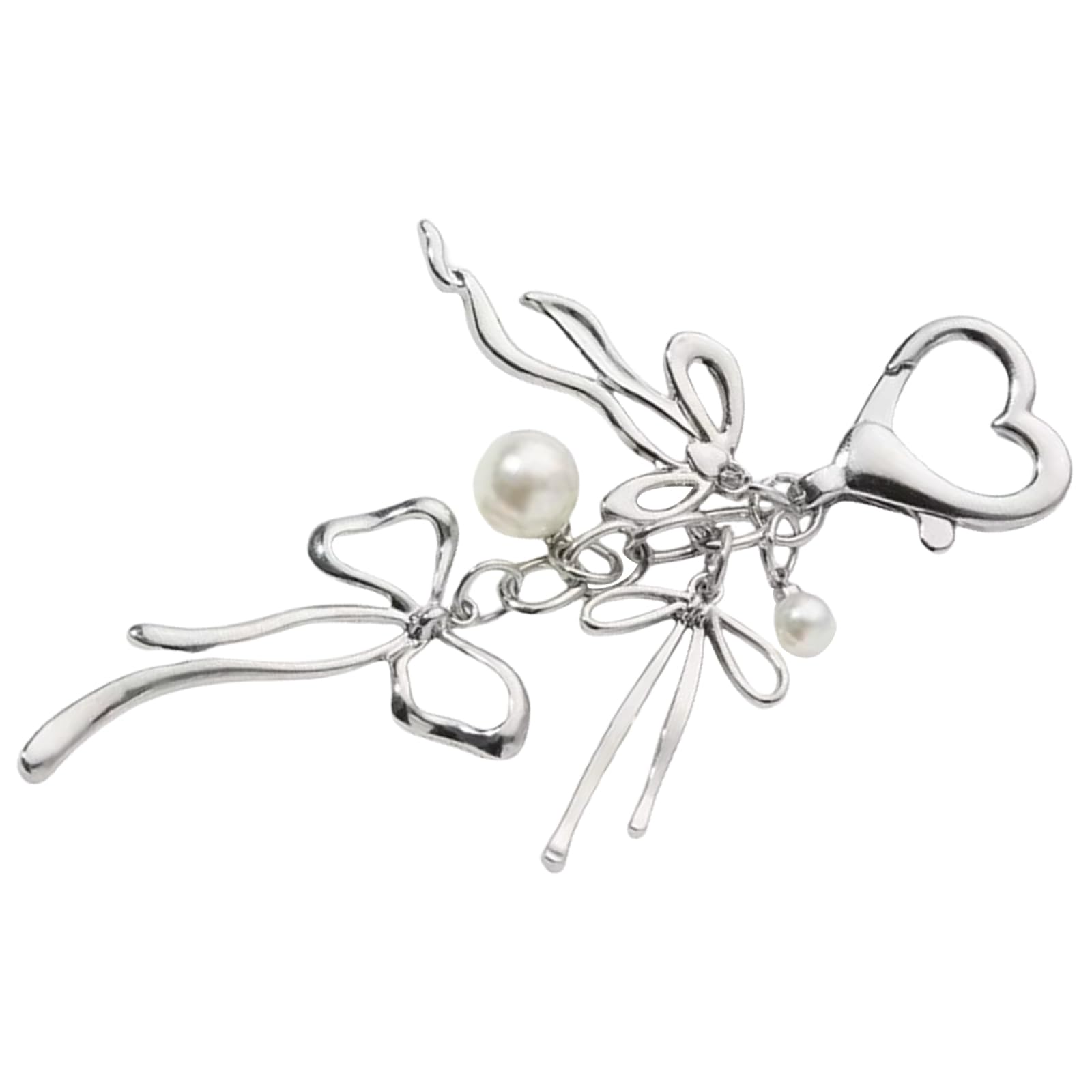 Maxtonser Lightweight Cherries Keyring Bowknot Pearls Keychain Purse Charm Stylish Backpack Accessory for Trendy Women and Teens