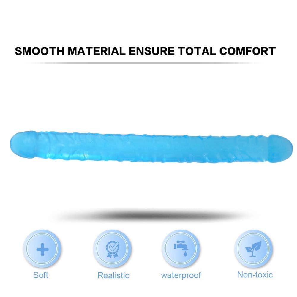 Doppio Dildo Pene Reale Dong Realistico per Gioco Anale Masturbazione Giocattolo per donne(Blu)