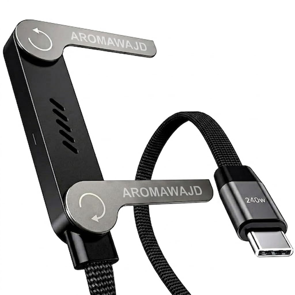 240w Braided Fast Charge Cable with Built-in Phone Stand, 2-in-1 Invisible Holder Charger Cable, Super Fast Stand Data Cables, 5ft Cables for All Smartphones (Type-C to Type-C) (3)