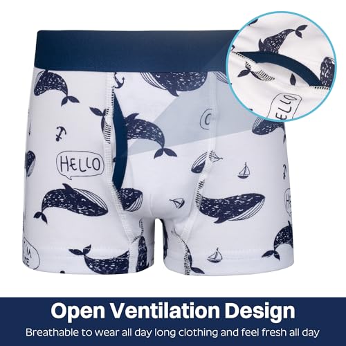 BIG ELEPHANT Boys Boxer Briefs 10-Pack, 100% Cotton Toddler Underwear, Dinosaur and Car Print, Soft Breathable, Sizes 3T–9Y3