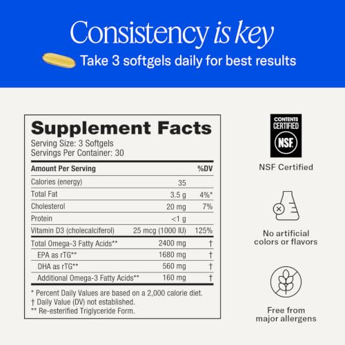 Image of De3 Occasional Eye Dryness rTG Omega 3 Supplement, 180 Count, 60-Day Supply