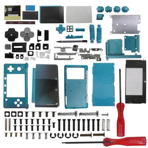Image of Housing Shell for Nintendo 3DS System Replacement Screen Tools Console Aqua Blue