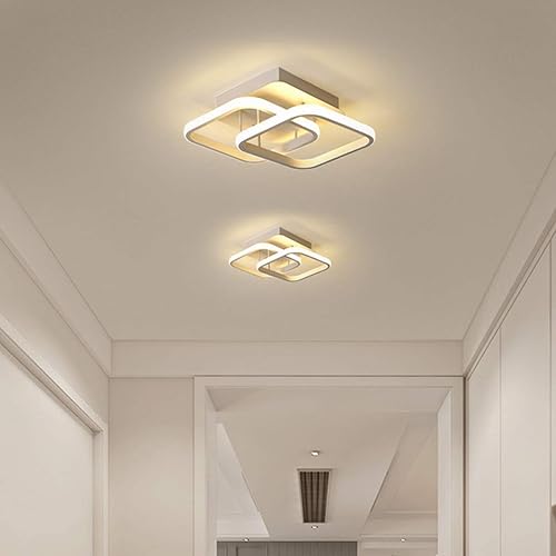 SWTC Modern LED Ceiling Light Square LED Ceiling Lamp Dimmable Metal Ceiling Lighting Fixture for Living Rooms Bedrooms Hallway Office, 22W, 85V-265V (White)