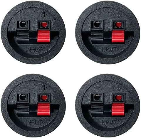 LRONG Round Speaker Terminal Cup 4PCS Round Express Spring Clip Double Binding Post Screw Wire Car Subwoofer Speaker Wire Terminal Connector WP2-9
