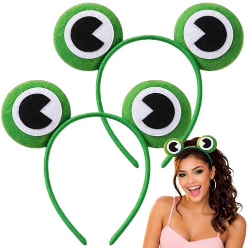 JazSwirl Frog Headband 2 Pack Green Frog Eyes Headband for Adult Frog Head Band Ears Headbands for Women