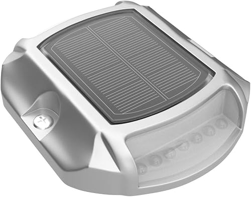 Miniatura 4 de VOLISUN Paquete de 4 luces solares para entrada de vehículos, 2 colores en 1, luces LED de advertencia para exteriores, impermeables, para