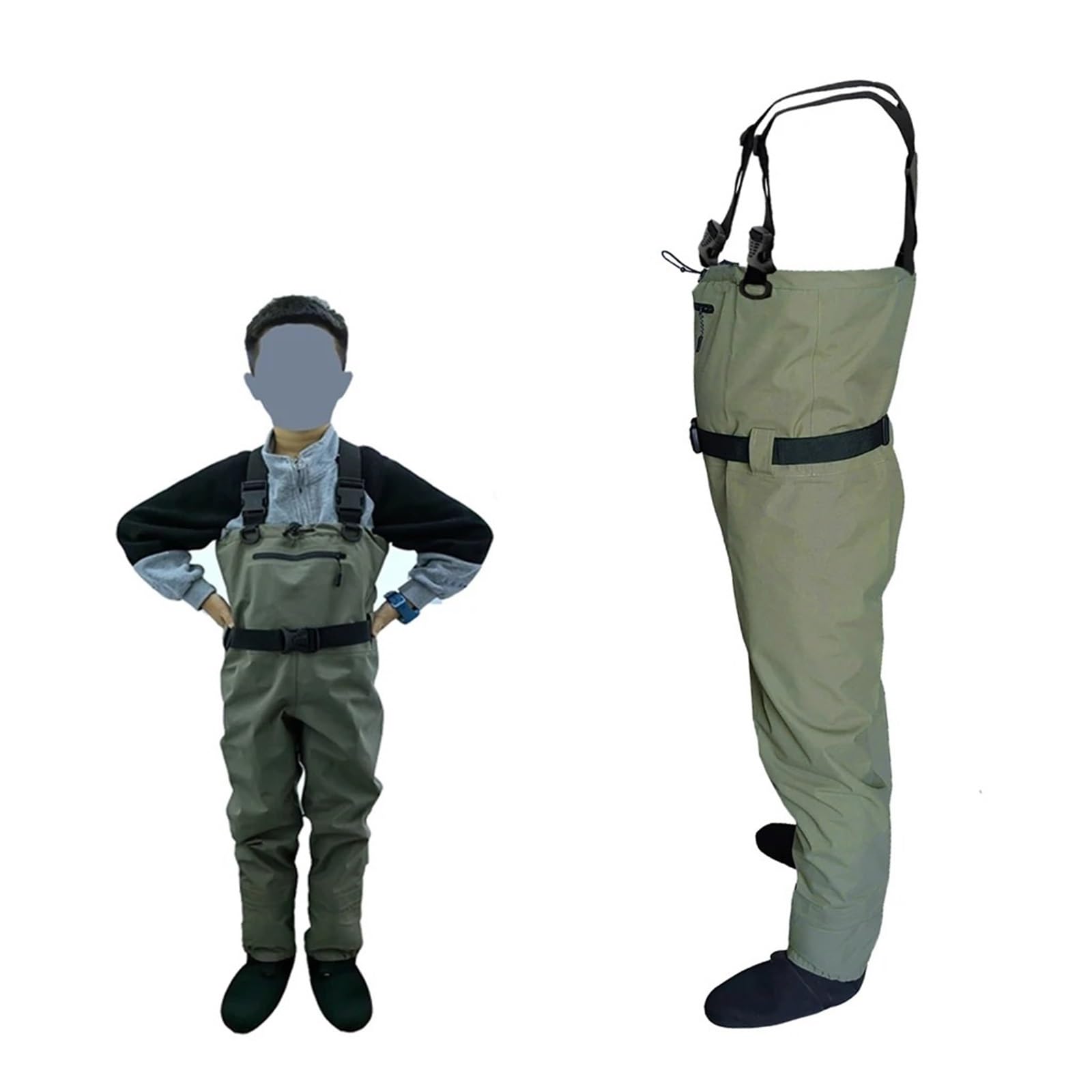 Vadeadores de Pesca con Mosca for niños y Adultos, Traje de vadeo Impermeable con pie de Neopreno, vadeadores de Pecho de Secado rápido para Pesca, Granjas