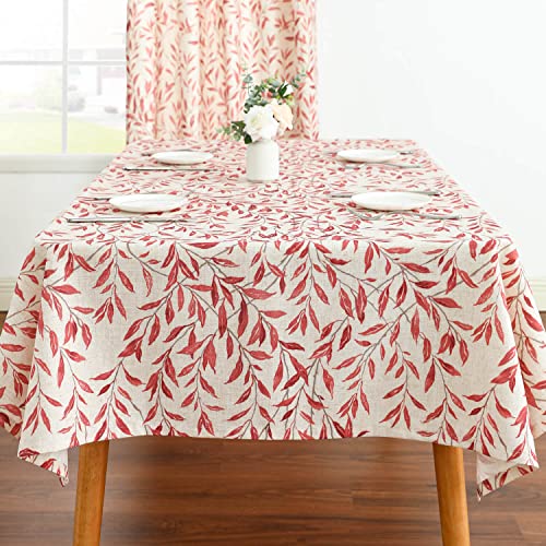 VOGOL-Linen-Textured-Tablecloth-for-Dining-Table-Farmhouse-Kitchen-Rectangle-Table-Cloth-for-Coffee-Dining-Table-Cover-Red-Leaves-Pattern-52-x-102 VOGOL Linen Textured Tablecloth for Dining Table Farmhouse Kitchen Rectangle Table Cloth for Coffee Dining Table Cover Red Leaves Pattern 52 x 102