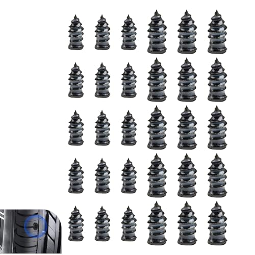 Opuweiy Tire Repair Screws, 30 PCS Tire Repair Rubber Nail Kit, Car Repair Tools, Rubber Screws Universal for Most Cars SUVs and Trucks (Black)