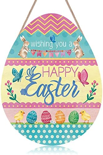 Glitzhome Easter Wooden Hanging Sign, 11.75"D Round 3 thumbnail image