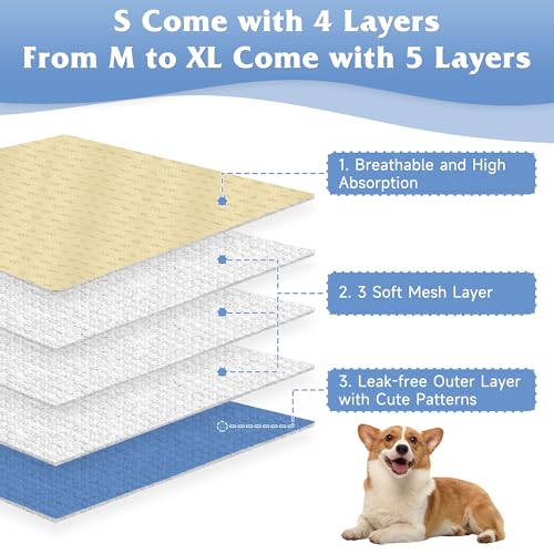 Image of Dog Diapers Female 5pcs,Reusable Dog Doggie Puppy Doggy Diapers Female, Period Panties in Heat, Lamb, Large