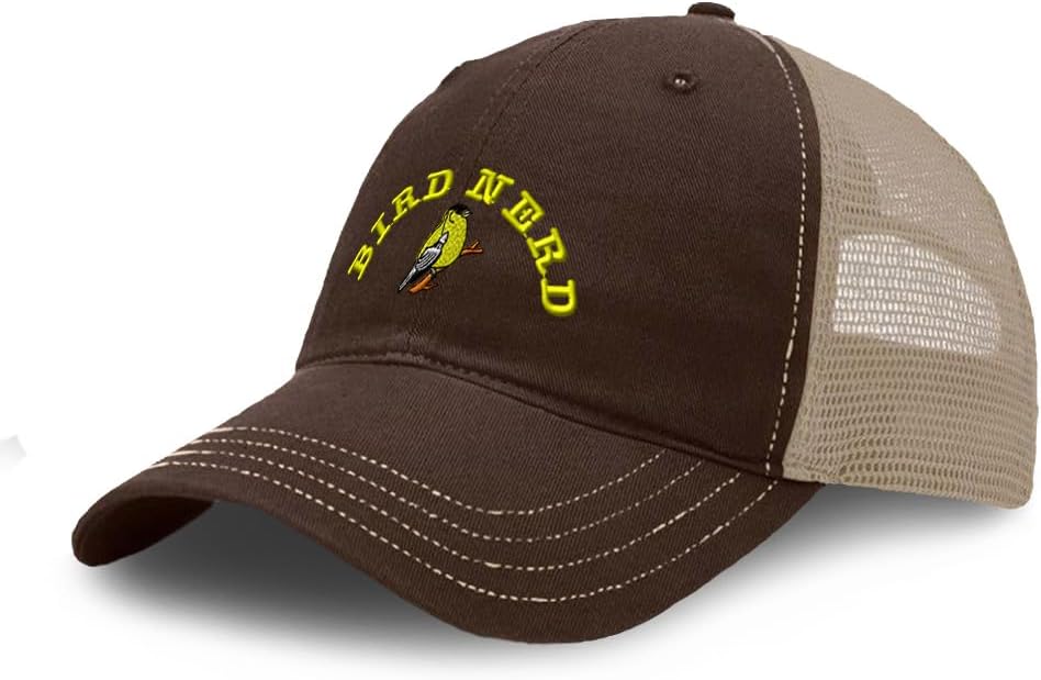 Richardson Soft Mesh Cap Hat Embroidered Animal Bird Wildlife Goldfinch Bird Nerd Cotton