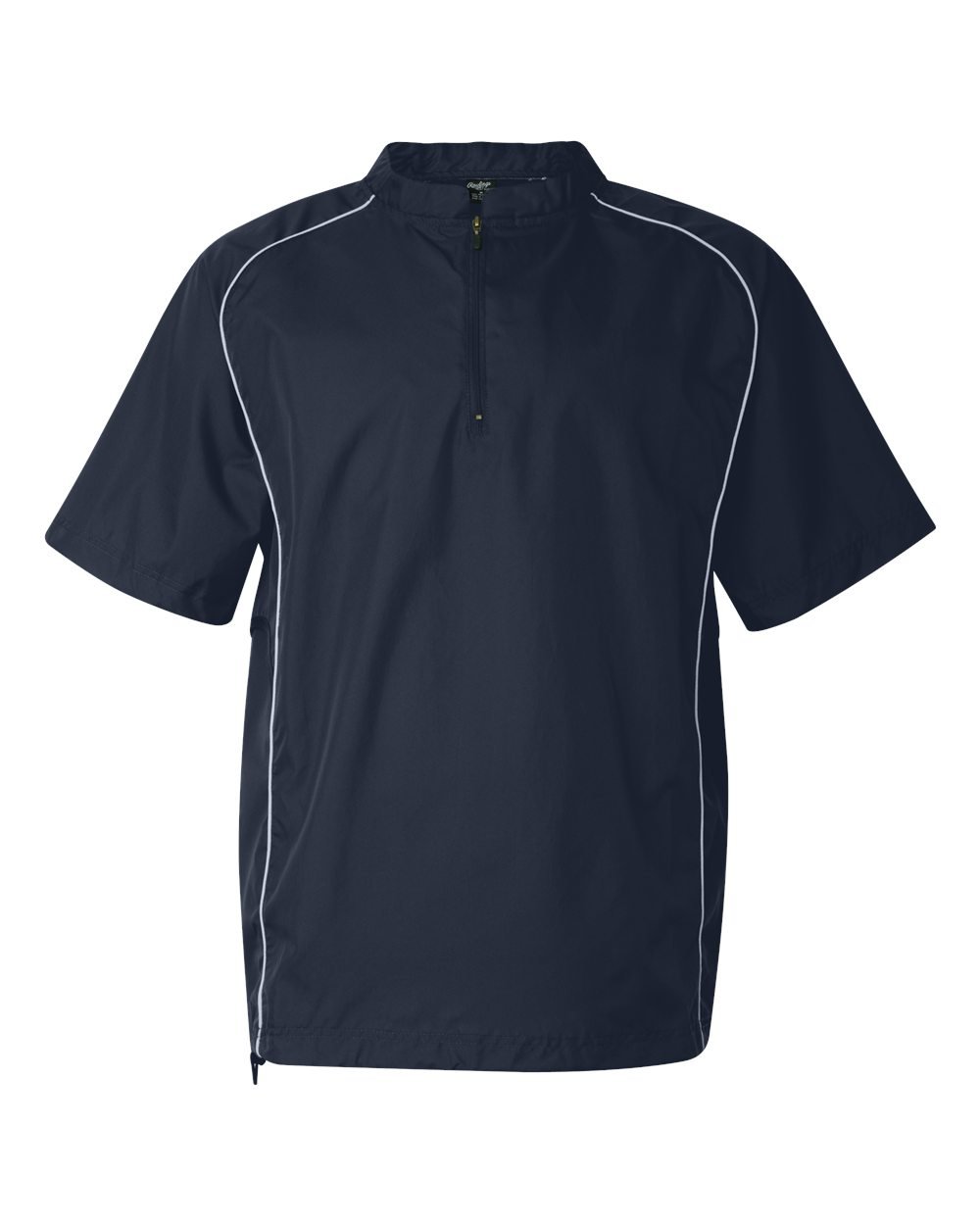 Rawlings Adult Quarter-Zip Short Sleeve Dobby Jacket With Piping (Navy) (L)