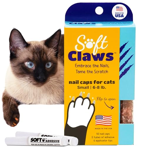 Image of Soft Claws for Cats, Size Small, Color Pink Glitter | Veterinarian-Developed, Non-Toxic, Protects Furniture & Skin, Easy to Apply, Long-Lasting Scratch Protection