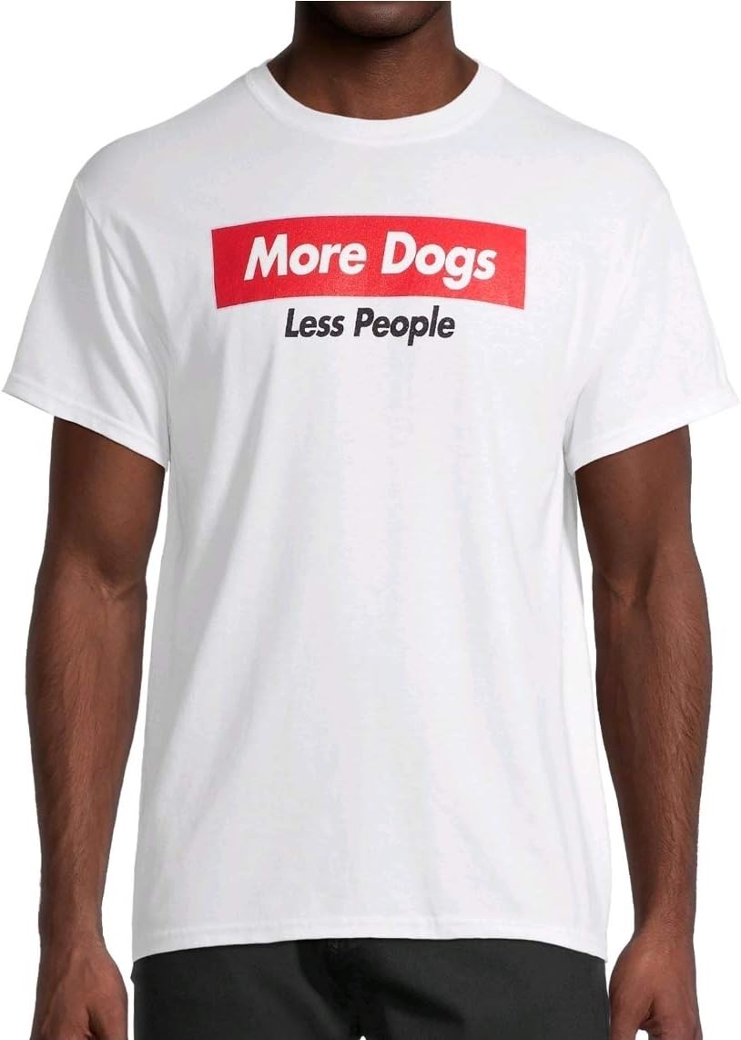 ODMart More Dogs Less People White Graphic TShirt Large
