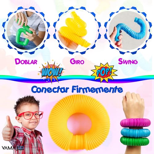 Miniatura 3 de Tubos Sensoriales Niños 24pcs - Juguetes Sensoriales Autismo - Psicomotricidad Infantil - Tubos Sensoriales Bebe - Tubos Moldeables Niños - Pop Tubes - Mini Juegos