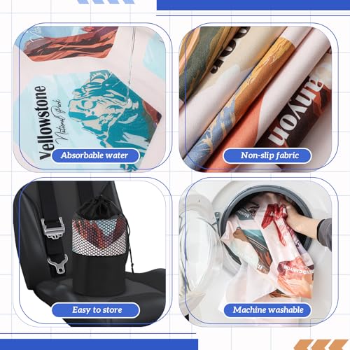 Image of Hahafelt 2 Pack Car Seat Towel Cover with Storage Bag, 63 x 32 Inch Universal Non Slip Waterproof Sweat Protector for Car, Gym Workout Swimming Running, Machine Washable (Mixed Landscapes)