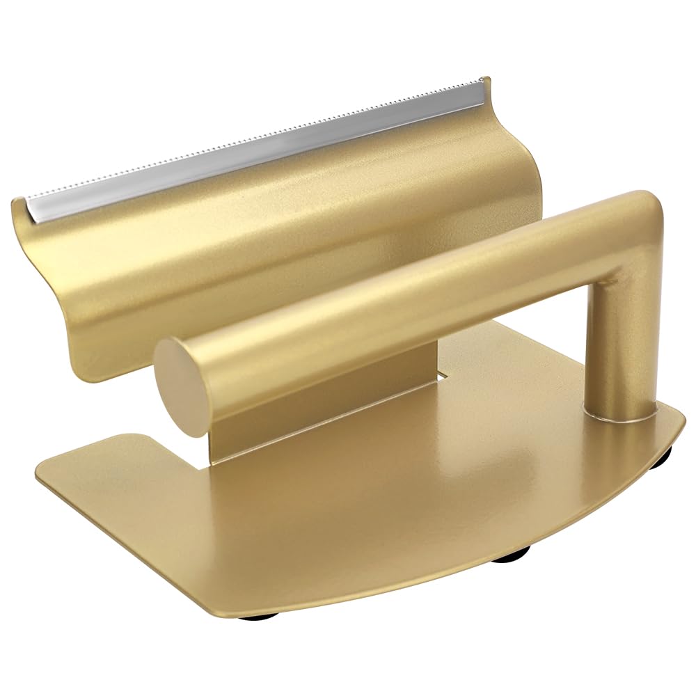 Professional Foil Dispenser and Cutter, Metal Sawtooth Design, Non-Slip Base, Gold