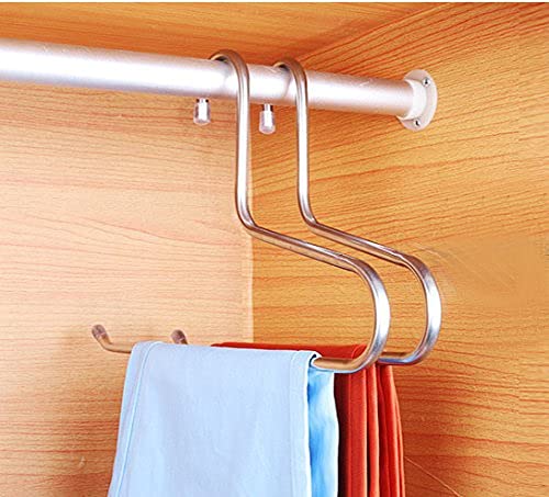 Yunai 3Pcs Stainless Steel Pants Hangers, Open Ended Hangers, Jean Hangers, Strong Durable Anti-Slip Slacks Hangers For Space Saving.(Silver) #TOP5