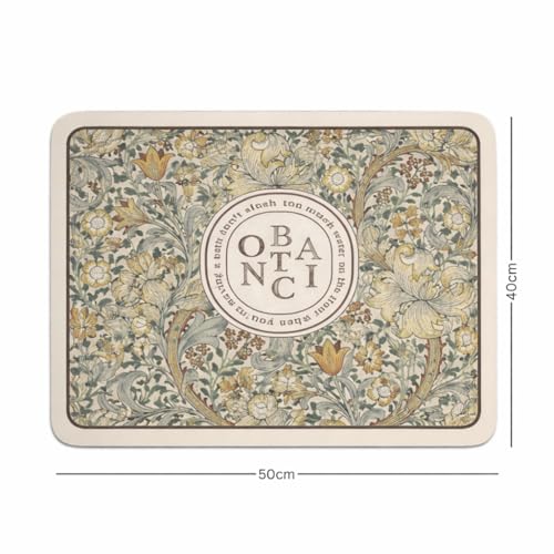 Image of HomeCloud Super Absorbent Dish Drying Mat for Kitchen Counter - Non-Slip, Heat-Resistant Rack Pad - Hides Stains, Ideal for Dishes, Coffee Maker & Kitchen Appliances (Beige Botanica, 50x40 cm)