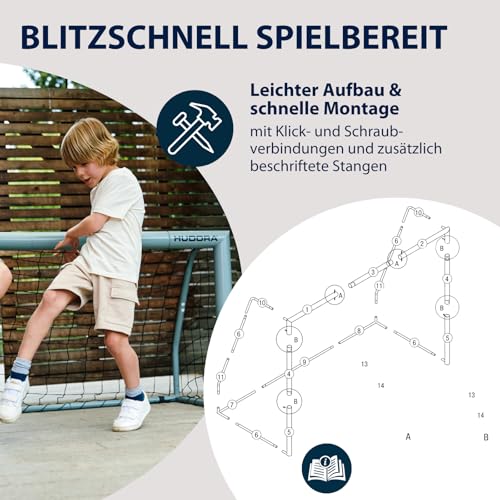 HUDORA Fu&szlig;balltor Expert - gro&szlig;es Fu&szlig;balltor f&uuml;r Kinder & Erwachsene - wetterfestes & standfestes Fu&szlig;balltor mit engmaschigem Netz - Hochwertige Outdoor Torwand f&uuml;r Freizeit & Training