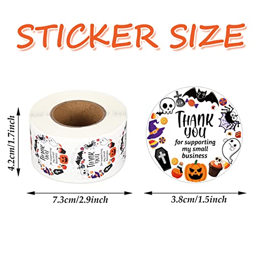 Whaline 600Pcs Halloween Stickers Roll Halloween Thank You For Business Stickers Skull Ghost Pumpkin Pattern Round Stickers For Halloween Envelopes Sealing Goodie Treat Bags Party Gift Favors Decor #TOP1