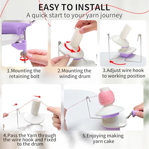 Image of SPEENSUN Yarn Winder, 3.5 OZ Easy-to-Install and Efficiently Yarn Spinner with Lower Noise, Robust ABS Material Ball Winder for Crochet and Knitting Lover for Yarns Below Size 5