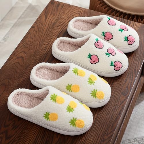 Image of Women's Men's Cute Fuzzy Heart Slippers Memory Foam Fluffy Couple Slippers Cozy House Indoor Outdoor Shoes