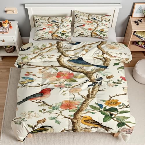 Housse Couette en Microfibre Douce 240x260 Parure de Lit Fleurs Finition Éclair KG2460