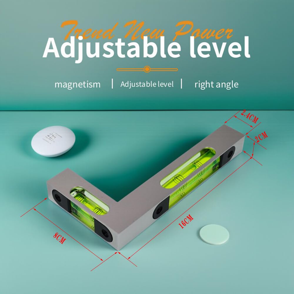 Rectangular de alta precisión de nivel en forma de L, 7 caracteres, fuerte burbuja magnética, hay 2 especificaciones a elegir (160 mm)